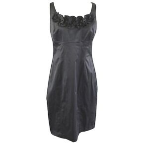 White House Black Market Sleeveless Ruffled Neckline Black Dress